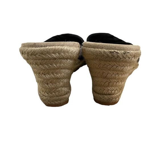 Coldwater Creek ~ Black Fabric w/ White Embroidery ~Slip On ~ Espadrilles - Picture 4 of 11